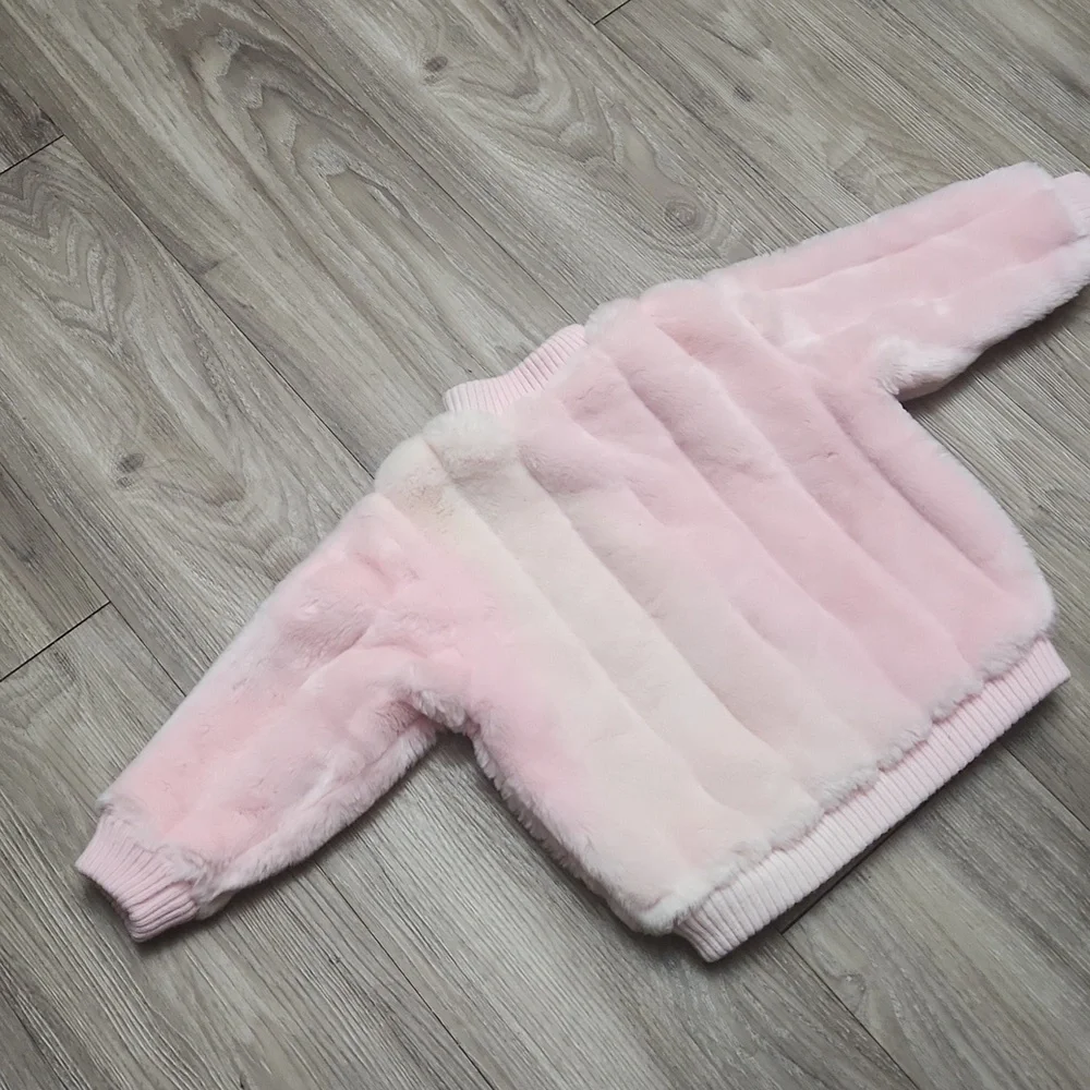 Old Navy VINTAGE Fall 2001 Toddler 2T Pink Soft Fur Zip-Up Jacket Ribbed Cuff